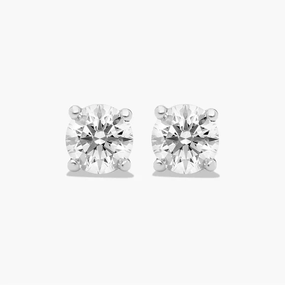 14K White Gold Lab Diamond Stud Earrings - Picture 5 of 8